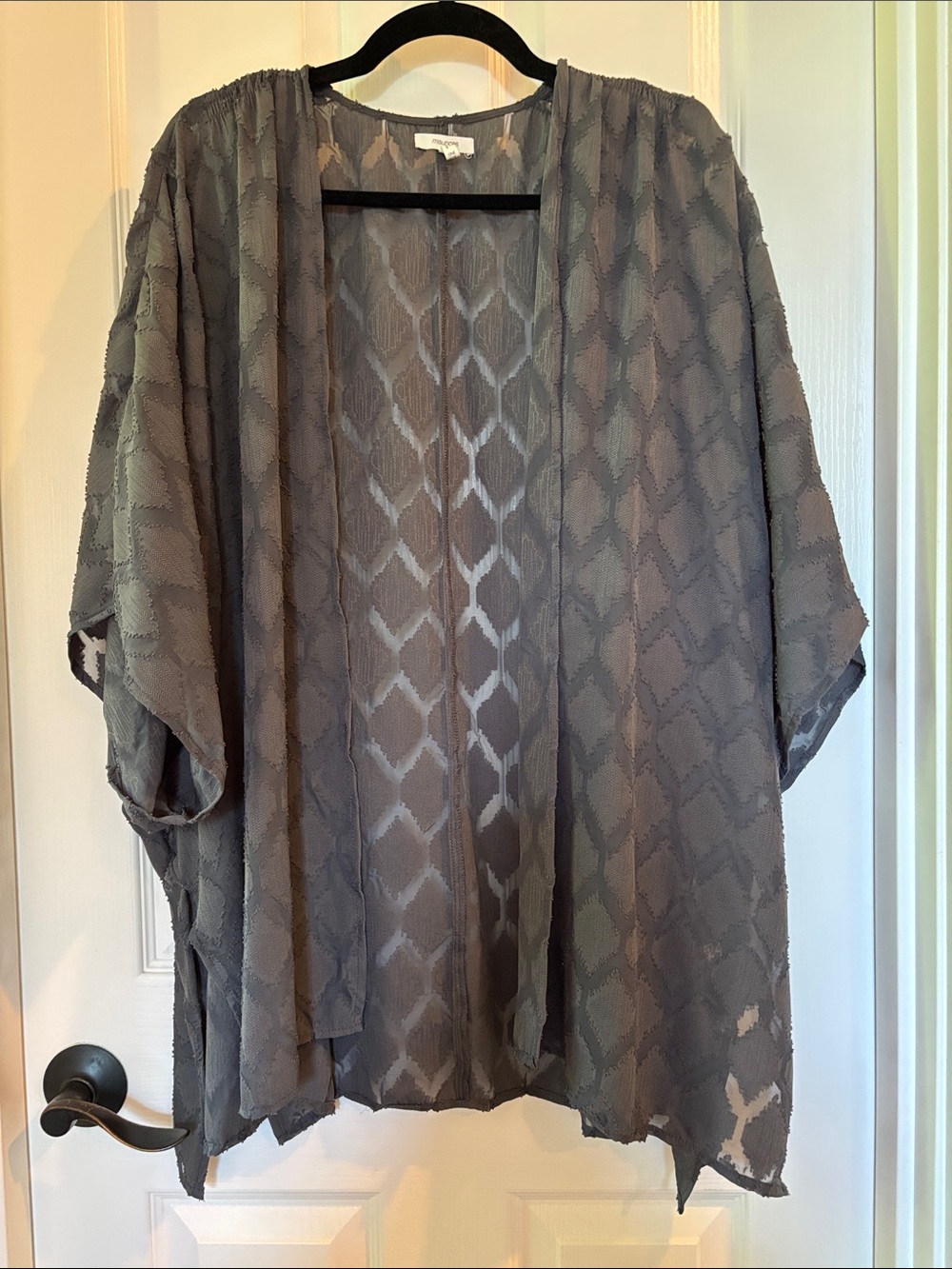 Maurices Gray Open-Front Textured Kimono